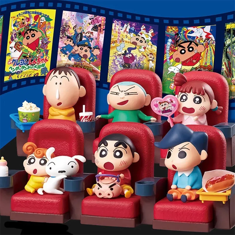

6pcs/set Crayon Shin-chan Anime Figure Miniature Scene Cinema Series Cute Model Doll Fans Collection Birthday Gifts For Children