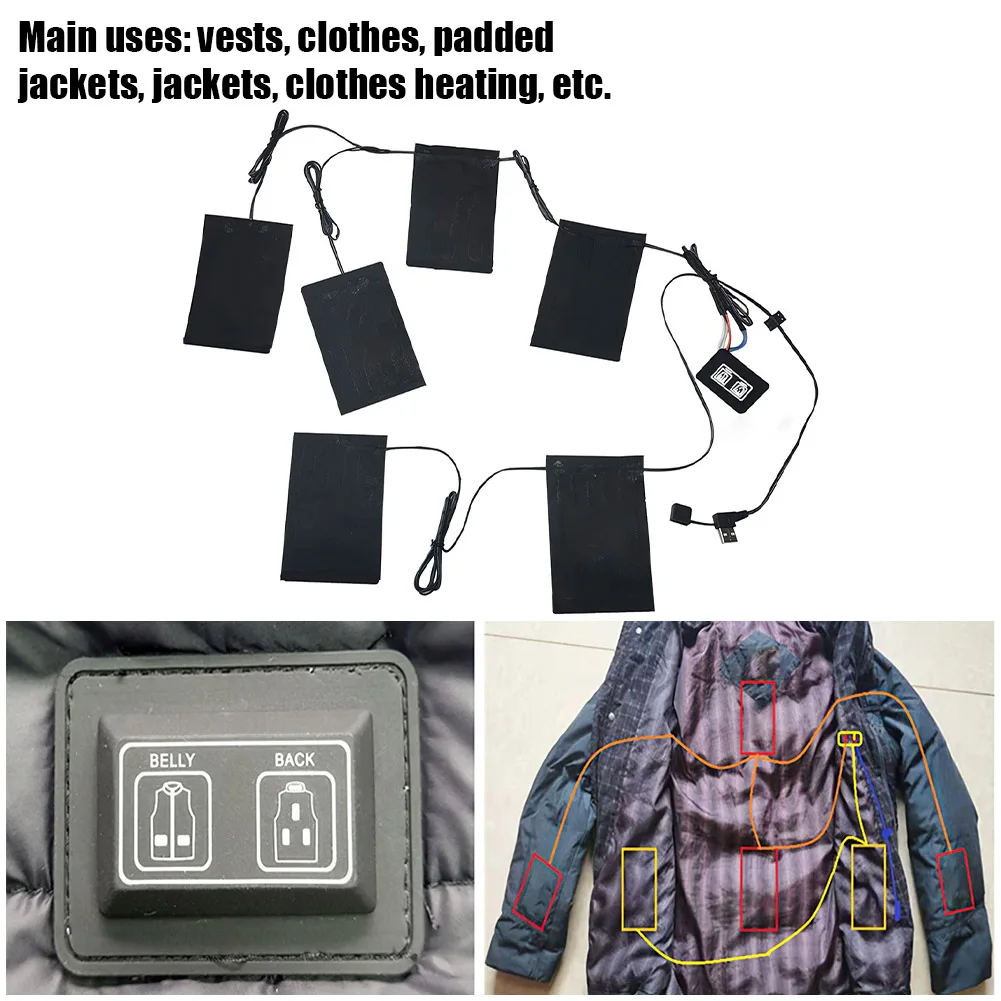 6 in 1 Electric Heating Pad USB Clothes Heated Pad With Timer 3-Gear Temperature Control Jacket Vest Heater for Camping Hiking
6 in 1 Electric Heating Pad USB Clothes Heated Pad With Timer 3-Gear Temperature Control Jacket Vest Heater for Camping Hiking
