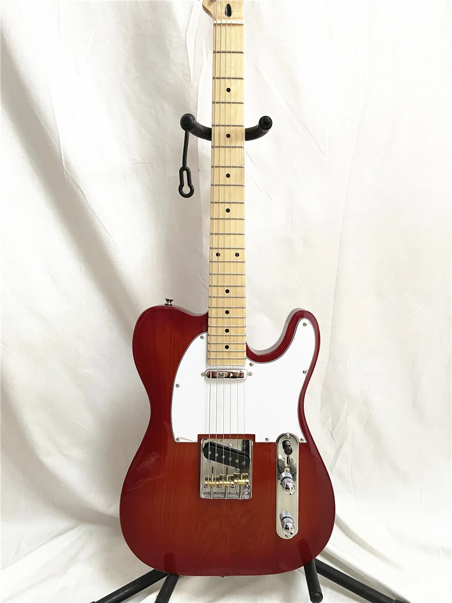 

Высококачественная красная 6-струнная электрическая гитара под заказ, ксилофон из клена, бронзовый мост на шею