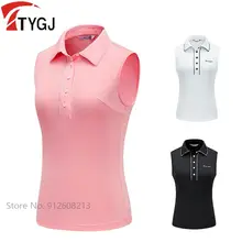 TTYGJ Summer Quick-dry T-shirts Golf Tank Tops Women Golf Polo Vest Shirts Ladies Sleeveless Sports Tops Turn-down Collar S-XL