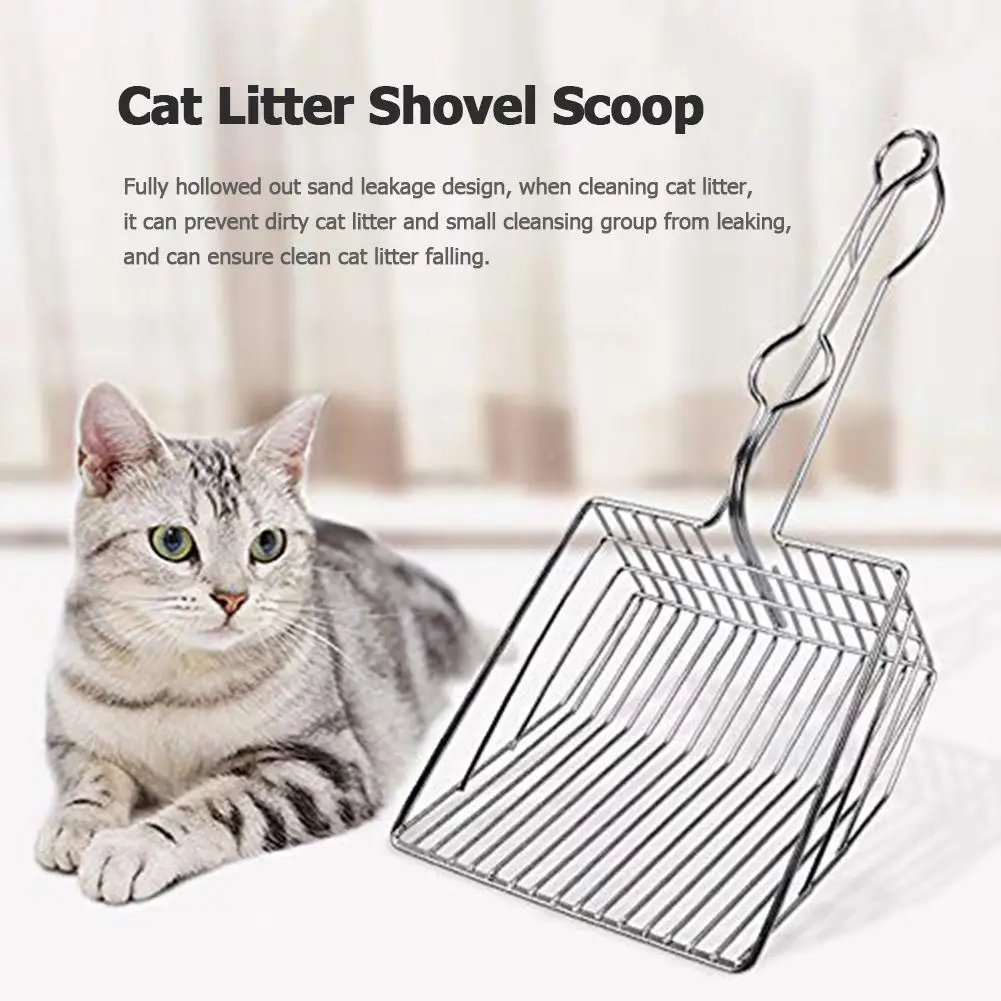 

Cat Litter Scooper Steel Metal Scoop & Deep Shovel Long Handle for Kitten Cats Fast Sifter Poop Sifting Pet Pooper Clean Lifter