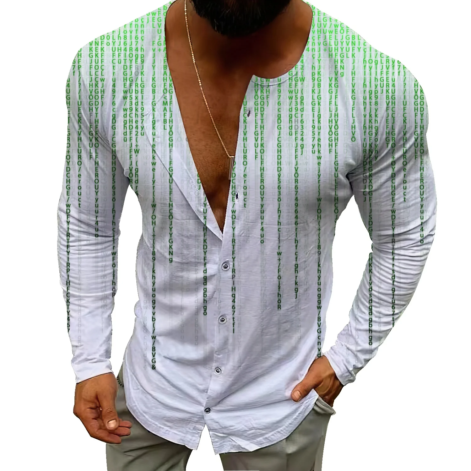Electronic password printing men's autumn long-sleeved cardigan men's sweater coat single-breasted solid color top
Electronic password printing men's autumn long-sleeved cardigan men's sweater coat single-breasted solid color top