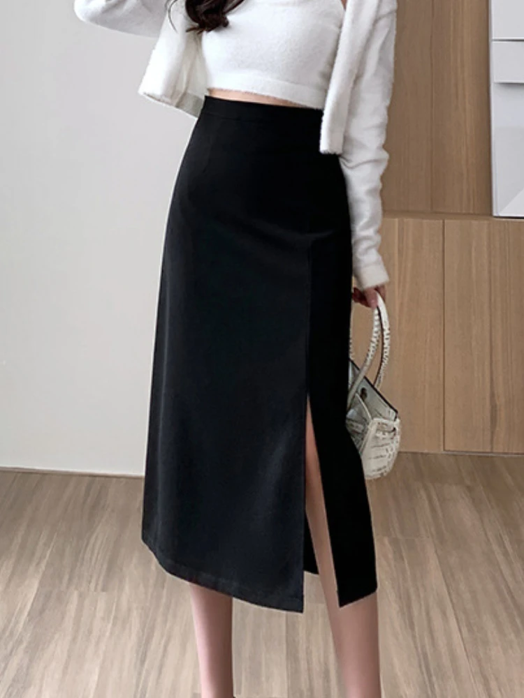 Office Lady Slit Hem Skirt Women Work A Line Skirts Fashion Hepburn Style Midi Skirts Solid Color Casual Autumn 2022 Woman Skirt
Office Lady Slit Hem Skirt Women Work A Line Skirts Fashion Hepburn Style Midi Skirts Solid Color Casual Autumn 2022 Woman Skirt