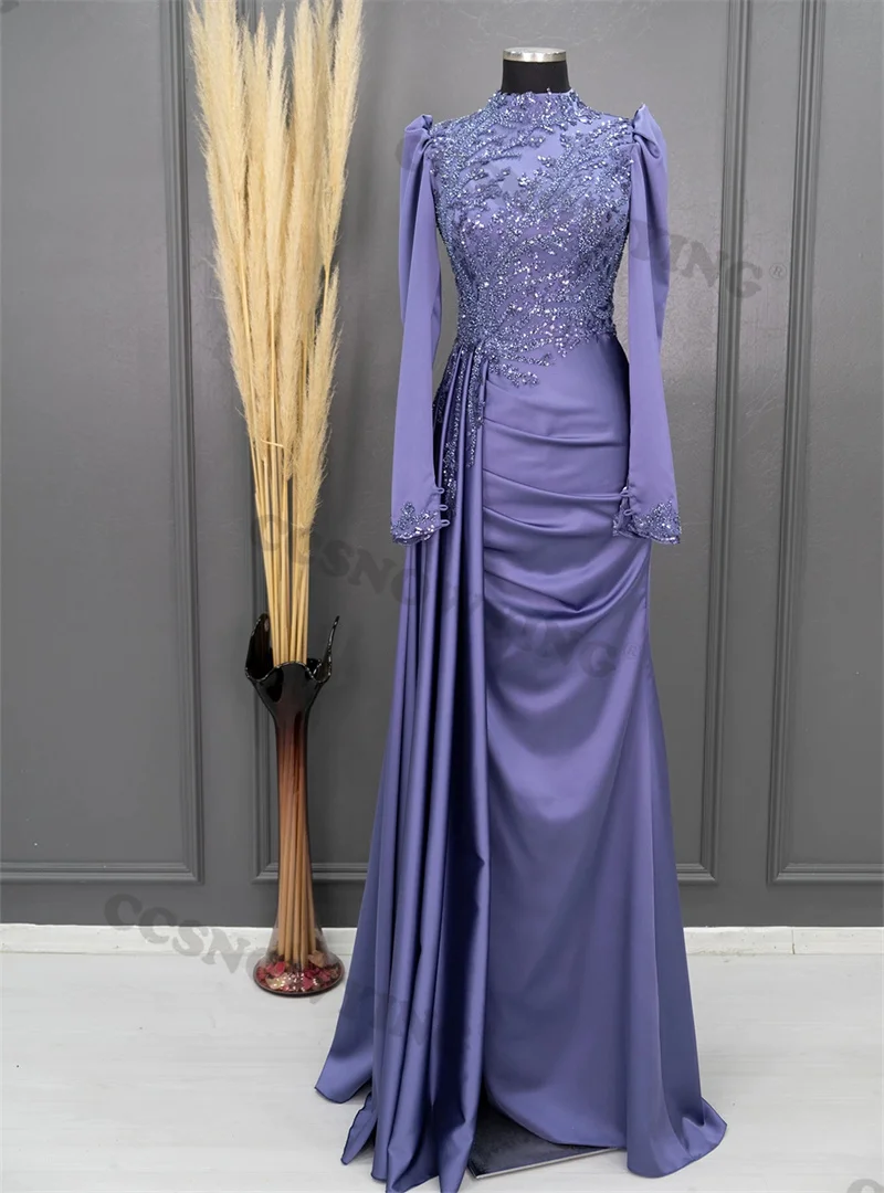 Luxury Long Sleeve Muslim Evening Dresses Appliques Beaded Islamic Formal Party Gowns High Neck Women Arabic Robes De Soirée
Luxury Long Sleeve Muslim Evening Dresses Appliques Beaded Islamic Formal Party Gowns High Neck Women Arabic Robes De Soirée