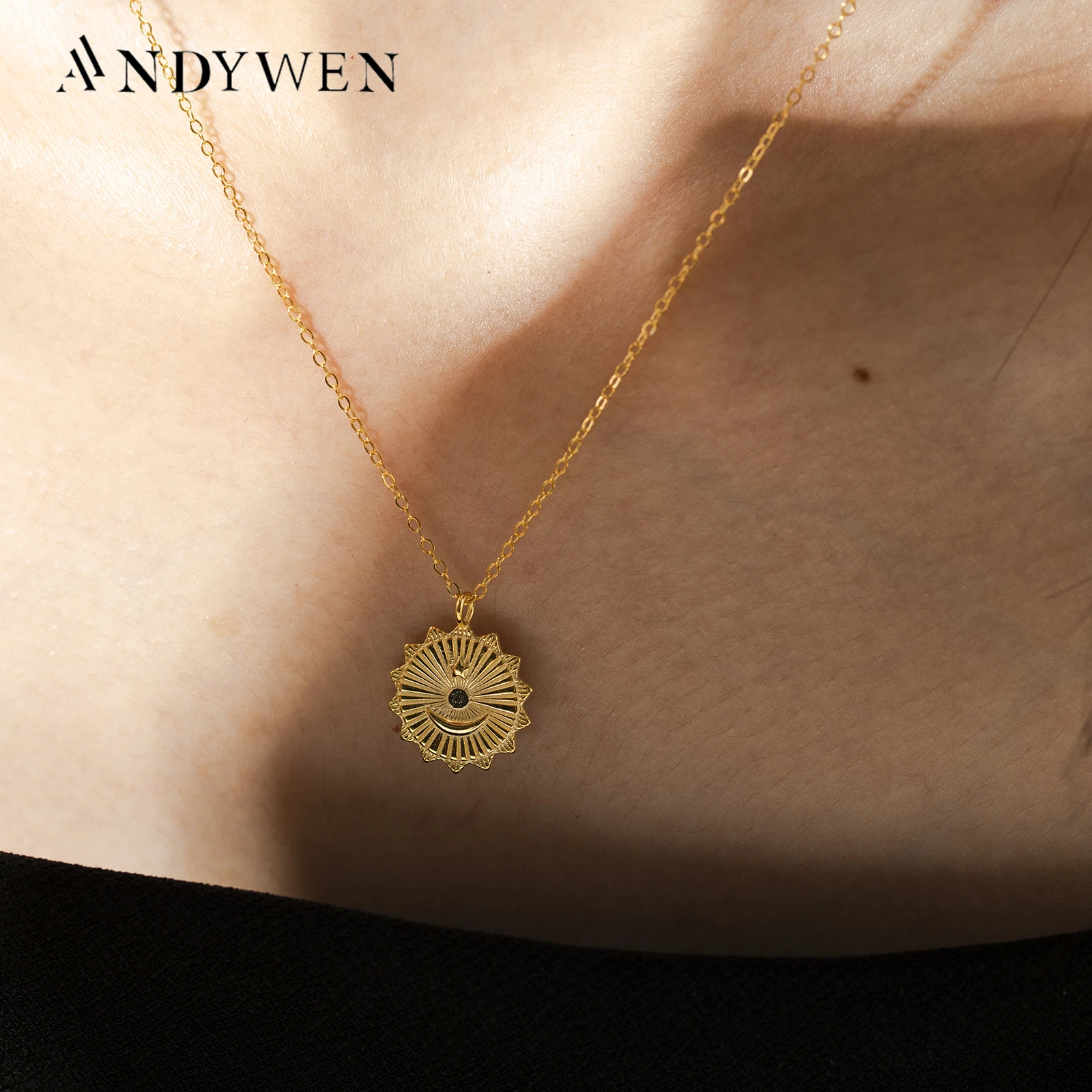 ANDYWEN 925 Sterling Silver Gold Moon Star Pendant Long Chain Necklace 2022 Winter Spring Fine Jewelry Wedding Party Jewels
ANDYWEN 925 Sterling Silver Gold Moon Star Pendant Long Chain Necklace 2022 Winter Spring Fine Jewelry Wedding Party Jewels