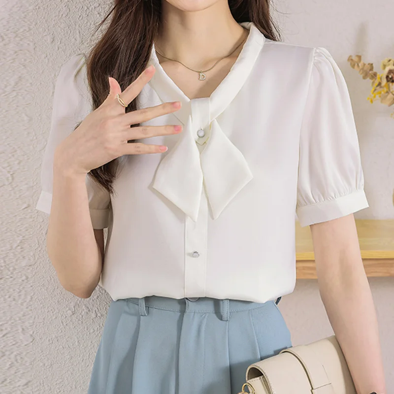 New Fashion Short Sleeve Chiffon Blouse Women Elegant Office Summer Shirt Women White Blue Tops Button Up Female Clothing 26460
New Fashion Short Sleeve Chiffon Blouse Women Elegant Office Summer Shirt Women White Blue Tops Button Up Female Clothing 26460