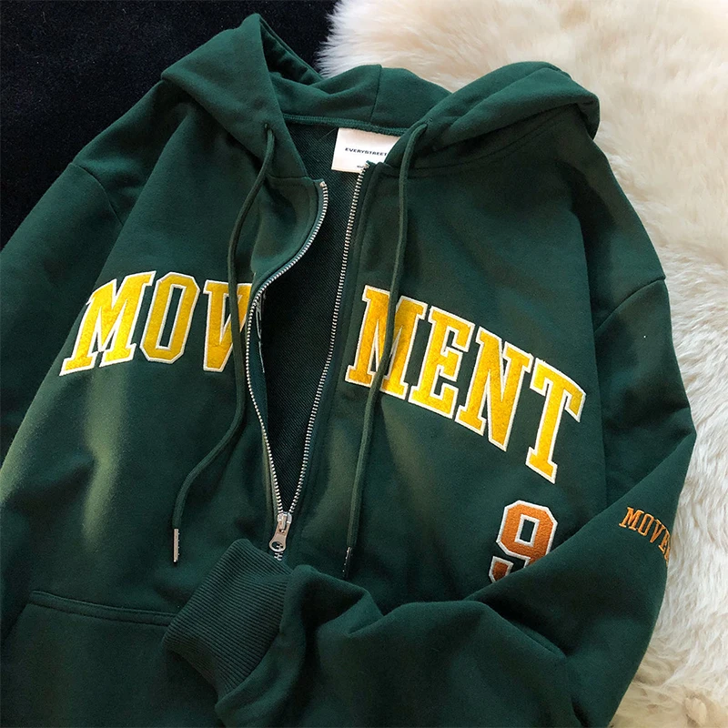 Women's Hoodie Letter Print Casual Sweatshirts Ladies Vintage Simple Streetwear Coats Fashion Harajuku Loose Zip Up Hoodie Jacke
Women's Hoodie Letter Print Casual Sweatshirts Ladies Vintage Simple Streetwear Coats Fashion Harajuku Loose Zip Up Hoodie Jacke