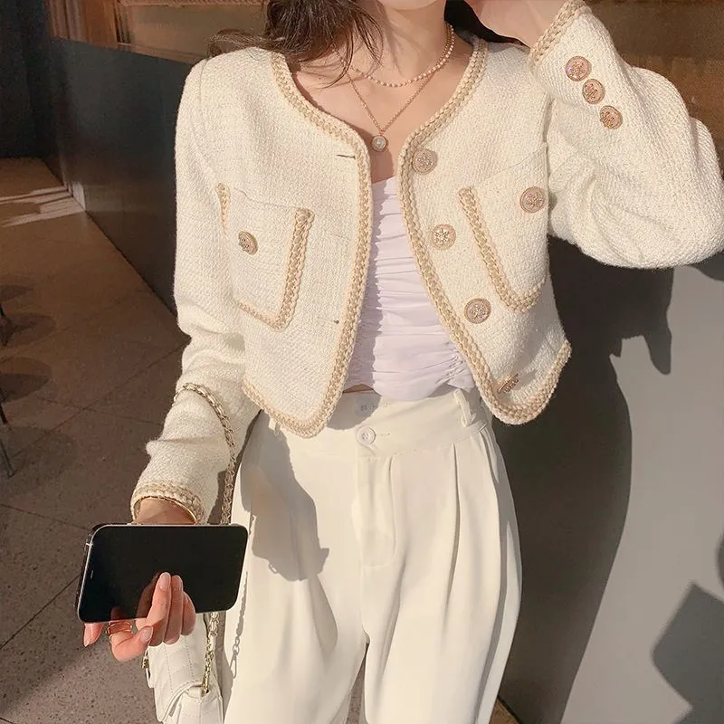 New Fashion Korean Chic Vintage Tweed Woolen Jacket Coat Women Autumn Single Breasted Solid Short Office Lady Outwear
New Fashion Korean Chic Vintage Tweed Woolen Jacket Coat Women Autumn Single Breasted Solid Short Office Lady Outwear
