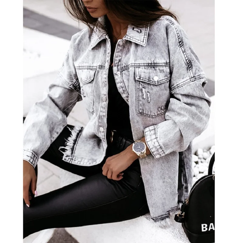 New jean women's clothing versatile tassel loose cowboy jacket Jacket women in Europe and America
New jean women's clothing versatile tassel loose cowboy jacket Jacket women in Europe and America
