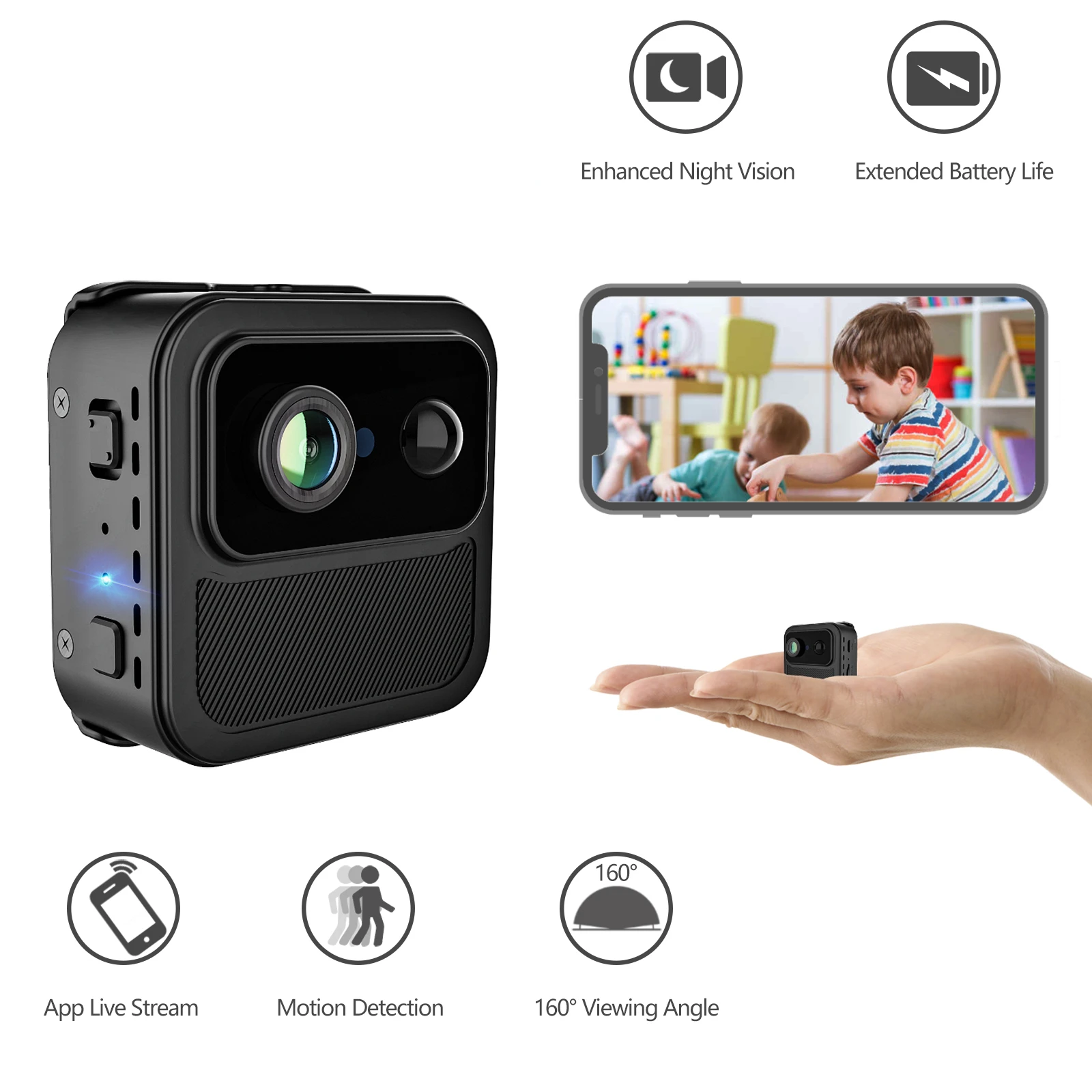 HD 1080P WiFi Mini Camera Wireless Security Night Vision Motion Detection Surveillance Camera Baby Pet Monitor Nanny IP Cam
HD 1080P WiFi Mini Camera Wireless Security Night Vision Motion Detection Surveillance Camera Baby Pet Monitor Nanny IP Cam