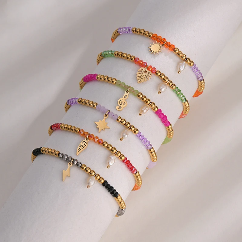 Aneebayh Handmade Colorful Crystal Beads Chain Bracelets Bohemian Adjustable Stainless Steel Little Star Charms Hand Jewelry
Aneebayh Handmade Colorful Crystal Beads Chain Bracelets Bohemian Adjustable Stainless Steel Little Star Charms Hand Jewelry