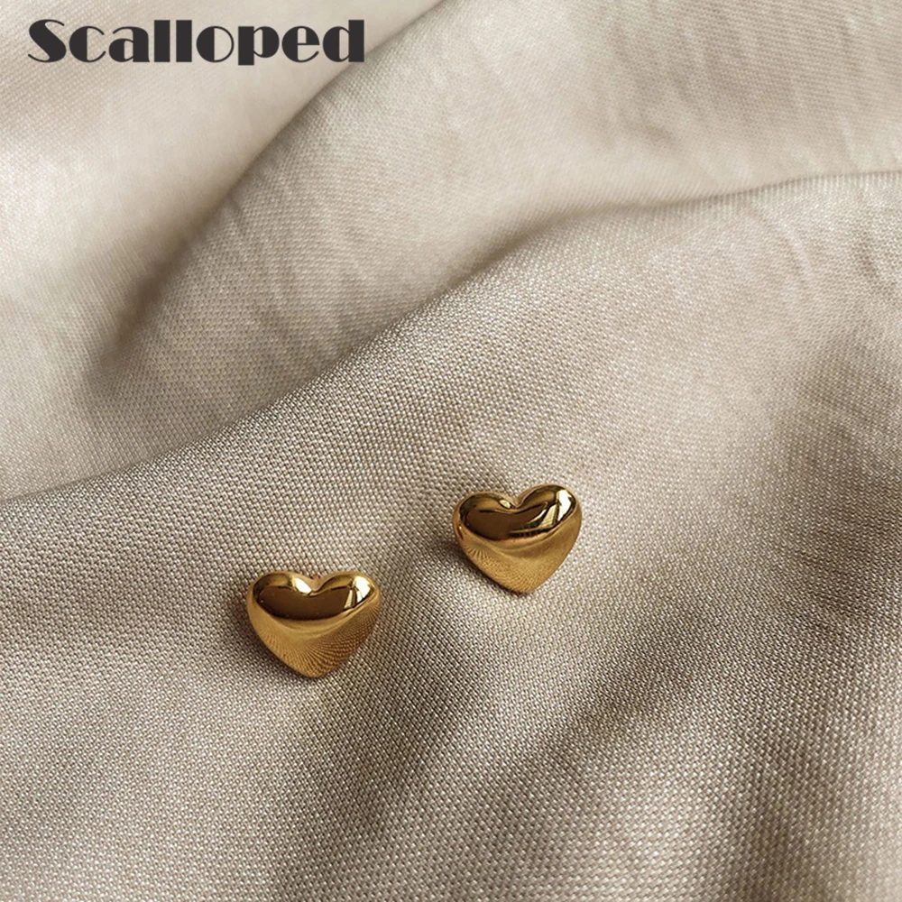 SCALLOPED Romantic Heart Stud Earring Designer Style Women Fashion Brand Jewelry Gold Plated Stainless Steel Ear Accessories
SCALLOPED Romantic Heart Stud Earring Designer Style Women Fashion Brand Jewelry Gold Plated Stainless Steel Ear Accessories