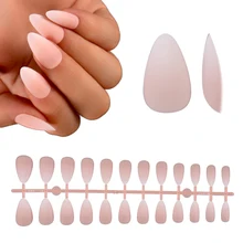 120pcs Ombre Nude Press on Nail Matte White Pink Gradient Upgraded Pre-applied Tip Primer Base Coat Almond Fake Artificial Nail