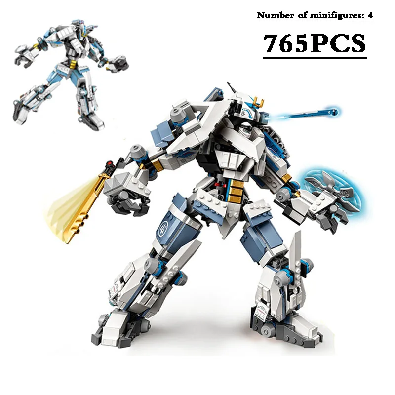 

2021New 765PCS Zane's Titan Mech Battle Compatible With 71738 4 Figures Bricks Building Blocks diy Toys For Boy Birthday Gifts
