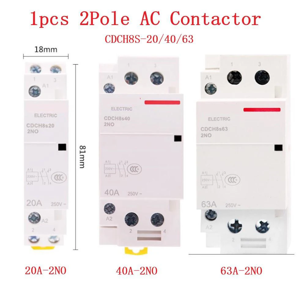 DIN Rail Mounted Household Modular 20A-63A AC Contactor 2NO For Home Car Smart House Emergency Light Air Type AC Contactor
DIN Rail Mounted Household Modular 20A-63A AC Contactor 2NO For Home Car Smart House Emergency Light Air Type AC Contactor