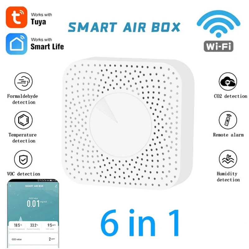 Датчик температуры и влажности воздуха Tuya PM2.5 с Wi-Fi и датчиком качества воздуха
Датчик температуры и влажности воздуха Tuya PM2.5 с Wi-Fi и датчиком качества воздуха