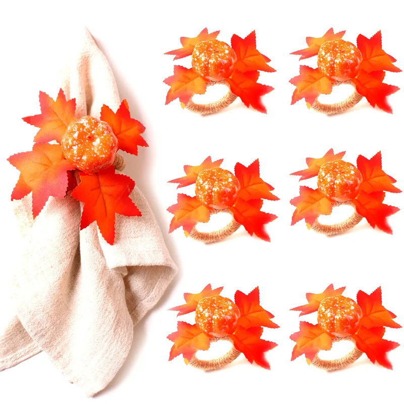 6 pcs Hotel Set Up The Table for Thanksgiving Day Pumpkin Napkin Ring Red Maple Leaf Napkin Button Napkin Ring Mouth Cloth Ring
6 pcs Hotel Set Up The Table for Thanksgiving Day Pumpkin Napkin Ring Red Maple Leaf Napkin Button Napkin Ring Mouth Cloth Ring