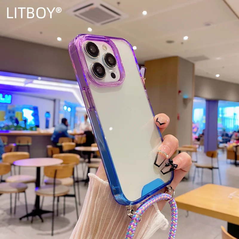 Luxury Gradient Necklace Lanyard Case For iPhone 14 13 12 Pro Max Soft Shockproof Transparent Color Case on iPhone 11 Back Cover
Luxury Gradient Necklace Lanyard Case For iPhone 14 13 12 Pro Max Soft Shockproof Transparent Color Case on iPhone 11 Back Cover