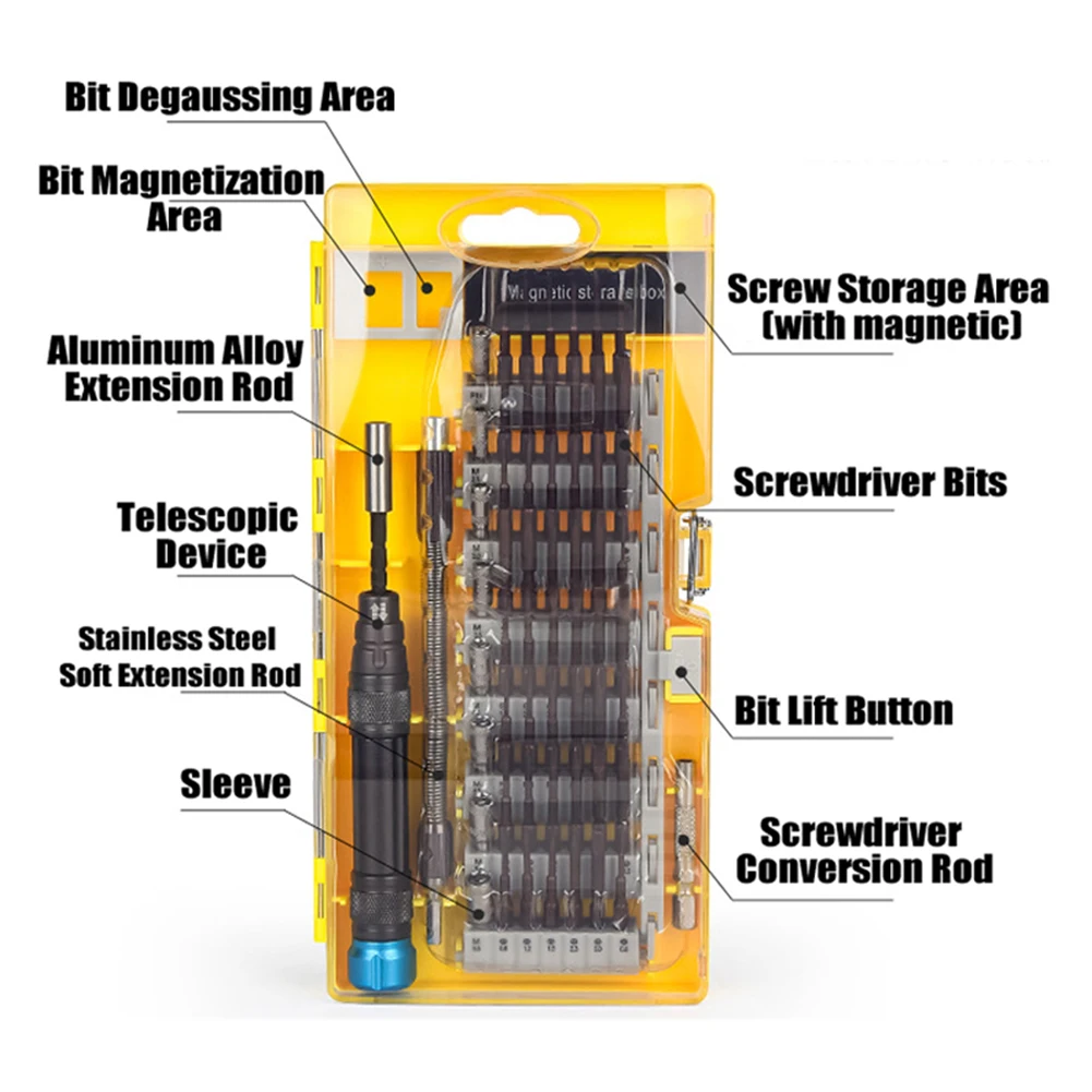 60In1 Screwdriver Bits Set Precision Magnetic Flexible Shaft Extension Rod Multifunction For Furniture Repairing Manual Tools
60In1 Screwdriver Bits Set Precision Magnetic Flexible Shaft Extension Rod Multifunction For Furniture Repairing Manual Tools