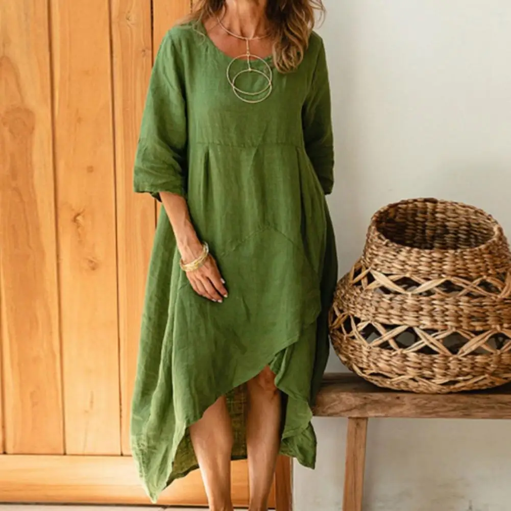 Stylish Retro Dress O-Neck Moisture Wicking Summer Dress Solid Color Loose Pullover Midi Dress
Stylish Retro Dress O-Neck Moisture Wicking Summer Dress Solid Color Loose Pullover Midi Dress