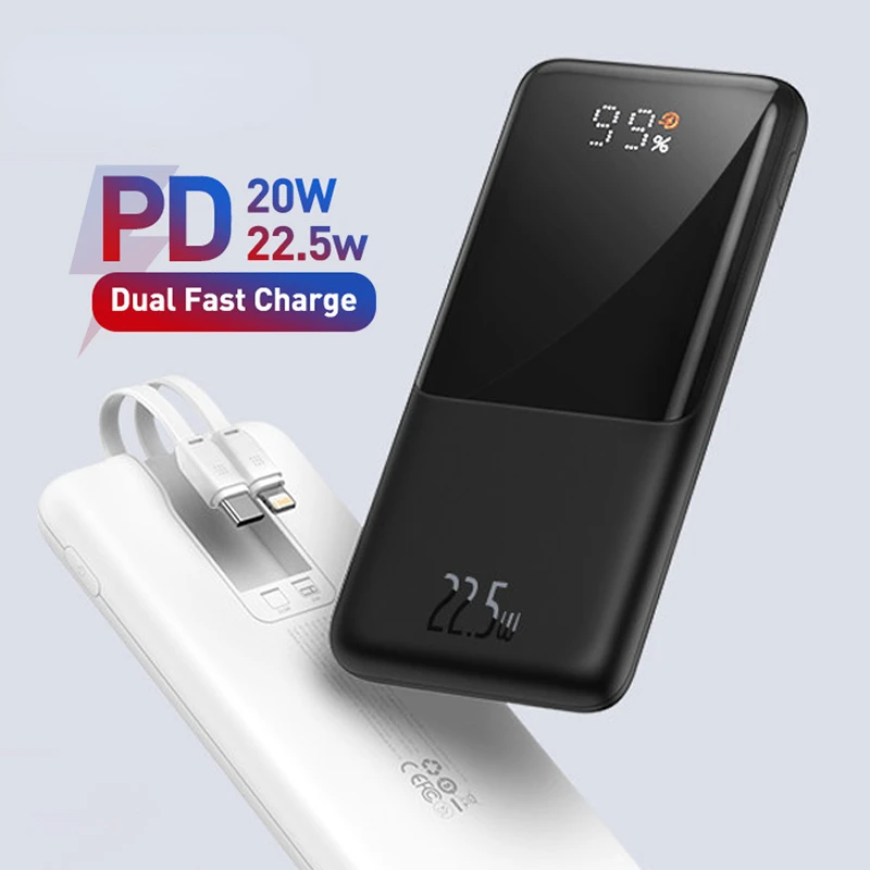 2023New NEW 22.5W Power Bank 10000mAh with 5A 20W PD Portable Fast Charging Built-in 2 Cables For iPhone 12Pro Huawei Sumsung Xi
2023New NEW 22.5W Power Bank 10000mAh with 5A 20W PD Portable Fast Charging Built-in 2 Cables For iPhone 12Pro Huawei Sumsung Xi