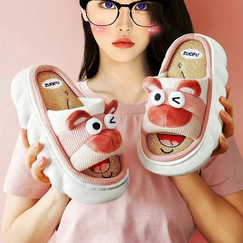 Linen Slippers Cute Bear Design Women Summer Thick Bottom Indoor Couple Slides Home Non-slip Spring Autumn Cotton Linen Sandals
Linen Slippers Cute Bear Design Women Summer Thick Bottom Indoor Couple Slides Home Non-slip Spring Autumn Cotton Linen Sandals