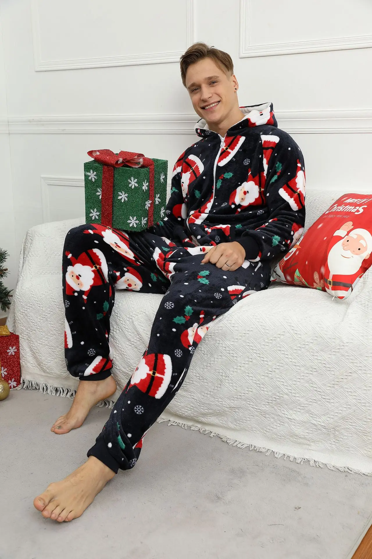 Men's Christmas Thickened Onesies for Adults Pajamas One-piece Pajamas Warm Flannel Zipper Printed Loungewear Mens Jumpsuit Pj
Men's Christmas Thickened Onesies for Adults Pajamas One-piece Pajamas Warm Flannel Zipper Printed Loungewear Mens Jumpsuit Pj