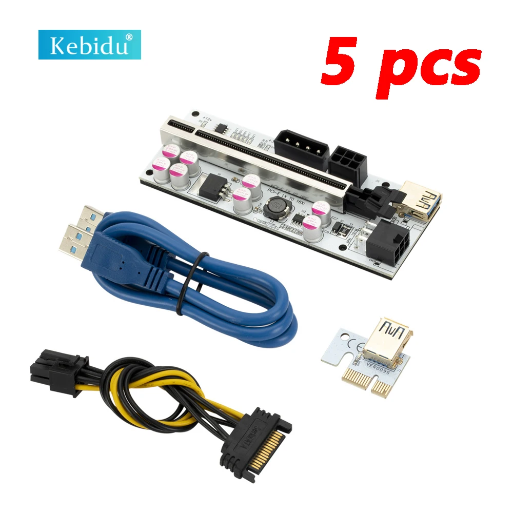 

5pcs 3IN1 PICE adapter card 6PIN power supply usb panel 16x Riser 010X Multiplier Express Card for BTC Bitcoin ETH Miner Mining