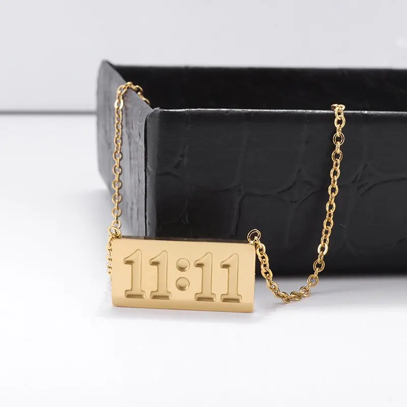 Gold Color Simple Personality 11:11 Pendant Necklace Stainless Steel Necklace Ladies Clavicle Chain Commemorative Jewelry Gift 
Gold Color Simple Personality 11:11 Pendant Necklace Stainless Steel Necklace Ladies Clavicle Chain Commemorative Jewelry Gift