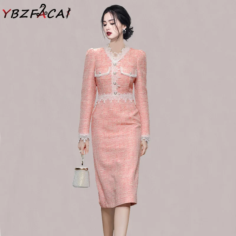 Женские платья, зимнее розовое твидовое платье с длинным рукавом, жемчужными пуговицами, корейское белое кружевное элегантное приталенное ...
Женские платья, зимнее розовое твидовое платье с длинным рукавом, жемчужными пуговицами, корейское белое кружевное элегантное приталенное ...