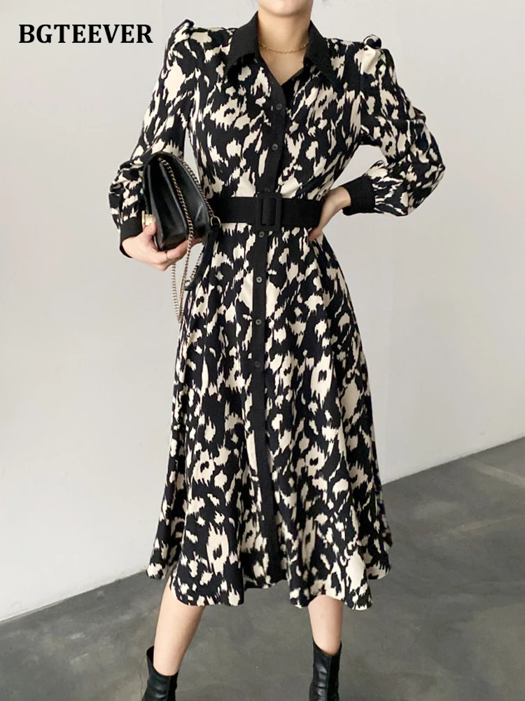 BGTEEVER Spring Autumn Turn-down Collar Leopard Printed Dress Women Elegant Long Sleeve Belted Female A-line Dresses Vestidos
BGTEEVER Spring Autumn Turn-down Collar Leopard Printed Dress Women Elegant Long Sleeve Belted Female A-line Dresses Vestidos