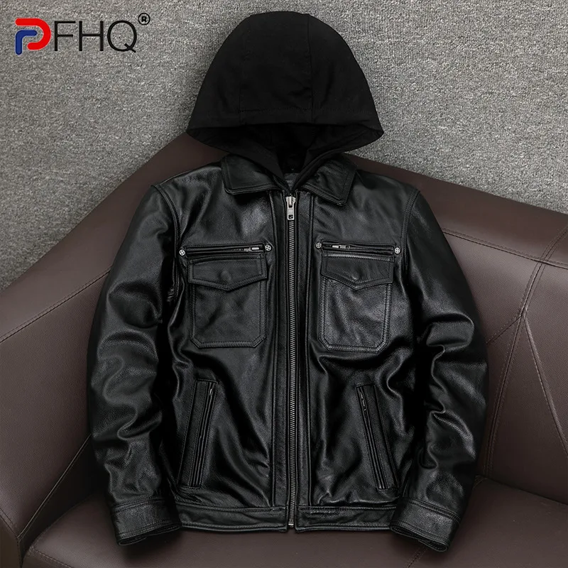 PFHQ Autumn Men's Top Layer Cowhide Leather Jackets Detachable Hooded Cotton Motorcycle Zipper Handsome Personality Coat 21Z1731
PFHQ Autumn Men's Top Layer Cowhide Leather Jackets Detachable Hooded Cotton Motorcycle Zipper Handsome Personality Coat 21Z1731