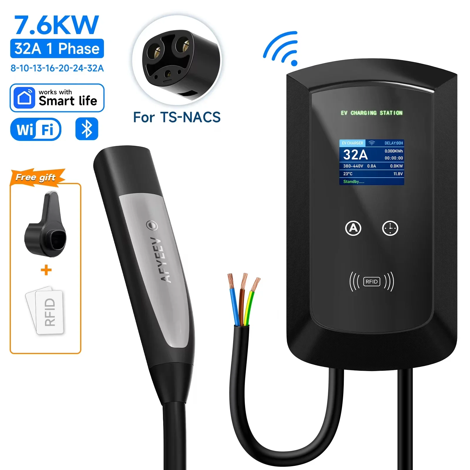 AFEEV 7,6 кВт 32A 1-фазная зарядная станция для электромобилей для Tesla Model 3/X/Y/S Wallbox EVSE Зарядное устройство для электромобиля WiFi Bluetooth Управление через приложение
AFEEV 7,6 кВт 32A 1-фазная зарядная станция для электромобилей для Tesla Model 3/X/Y/S Wallbox EVSE Зарядное устройство для электромобиля WiFi Bluetooth Управление через приложение