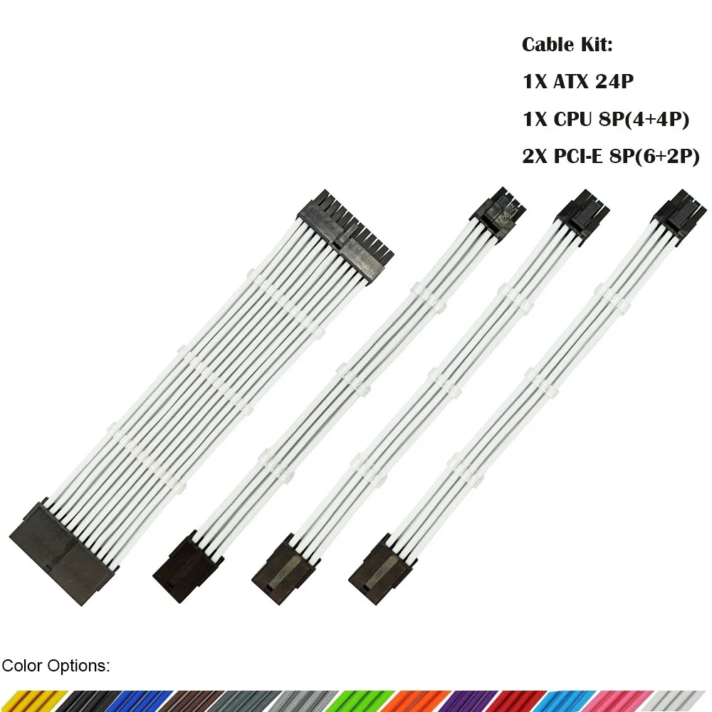 2022 New Female to Male 18AWG Sleeved PSU Extension Power Cord / Cable Kits 1X ATX 24P CPU 8P 2X PCI-E 8P
2022 New Female to Male 18AWG Sleeved PSU Extension Power Cord / Cable Kits 1X ATX 24P CPU 8P 2X PCI-E 8P