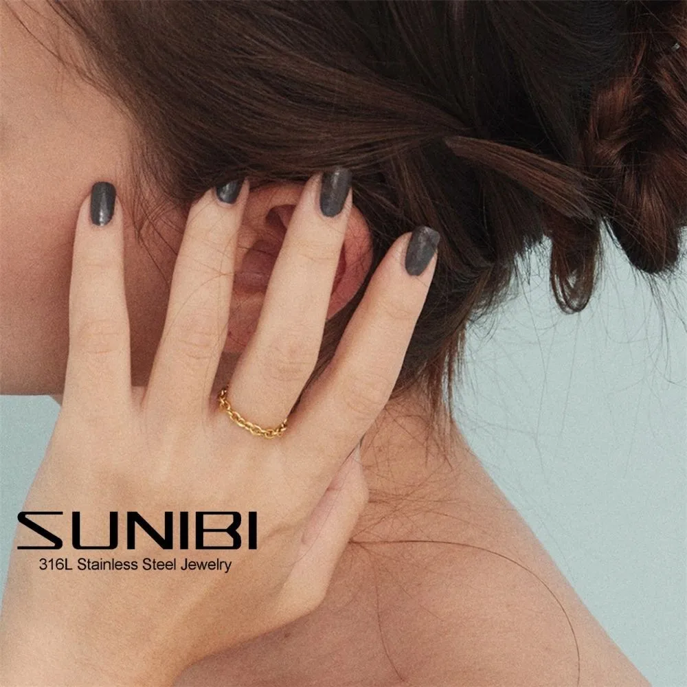 SUNIBI Stainless Steel Rings for Women Girls 3mm 14K Gold Plated Thick Chunky Chain Cuban Curb Link Filled Stylish Ring Jewelry
SUNIBI Stainless Steel Rings for Women Girls 3mm 14K Gold Plated Thick Chunky Chain Cuban Curb Link Filled Stylish Ring Jewelry
