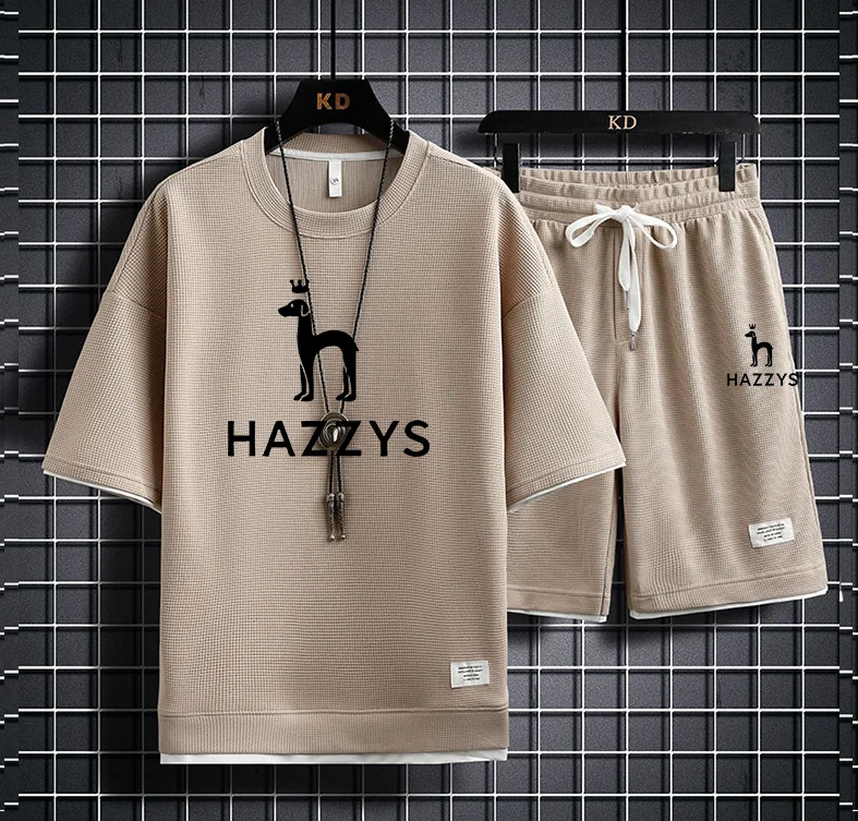 Hazzys - Men's two-piece linen fabric, casual T-shirt and shorts, short sleeved Sportswear, summer fashion 
Hazzys - Men's two-piece linen fabric, casual T-shirt and shorts, short sleeved Sportswear, summer fashion