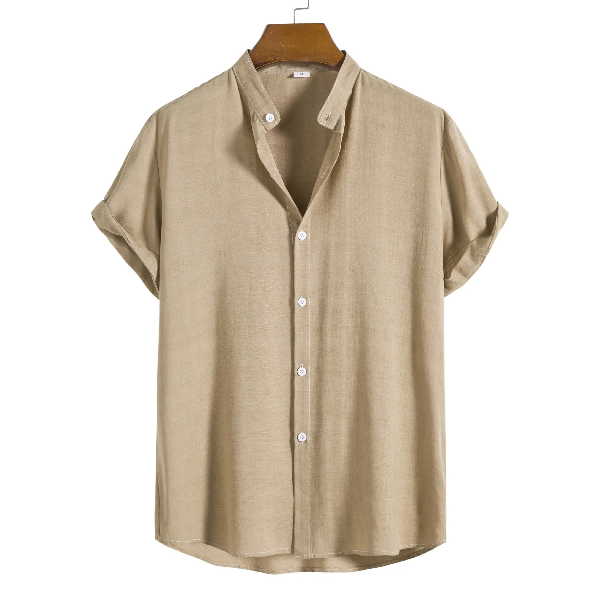 Mens Solid Shirts Pure Button Short Sleeve T-Shirt Stand Collar Casual Summer Shirts Men Tops
Mens Solid Shirts Pure Button Short Sleeve T-Shirt Stand Collar Casual Summer Shirts Men Tops