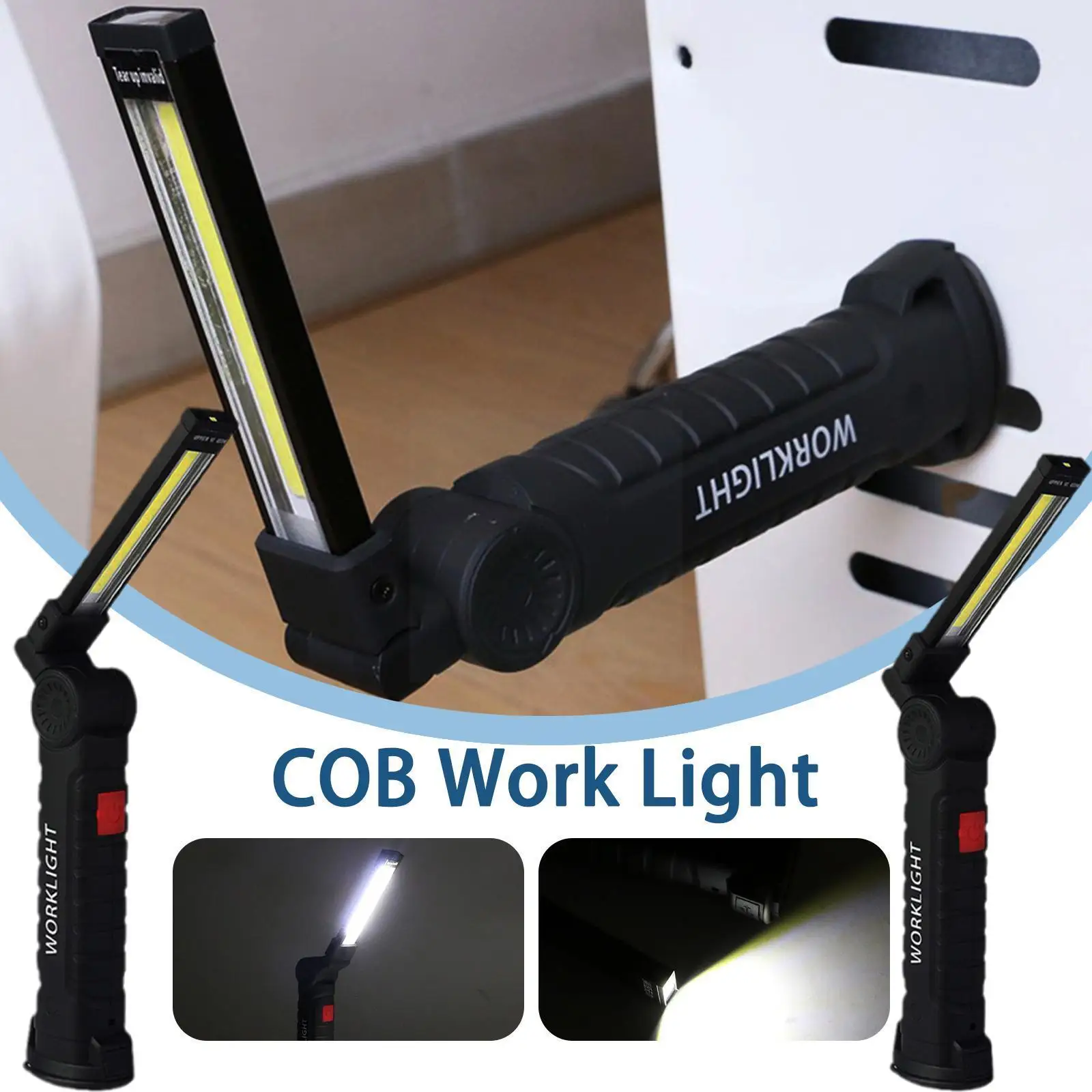 

Magnetic Led Flashlight Folding Usb Charging Work Inspection Torch Light Lamp Hanging Cob Lanterna Modes Hook 5 R4w9