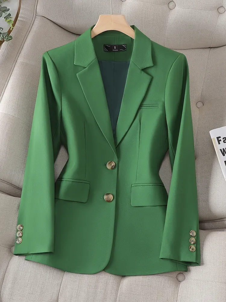 

Женский Однобортный блейзер с длинным рукавом, черный, хаки, красный, зеленый Блейзер, деловая одежда для работы, пальто для осени и зимы