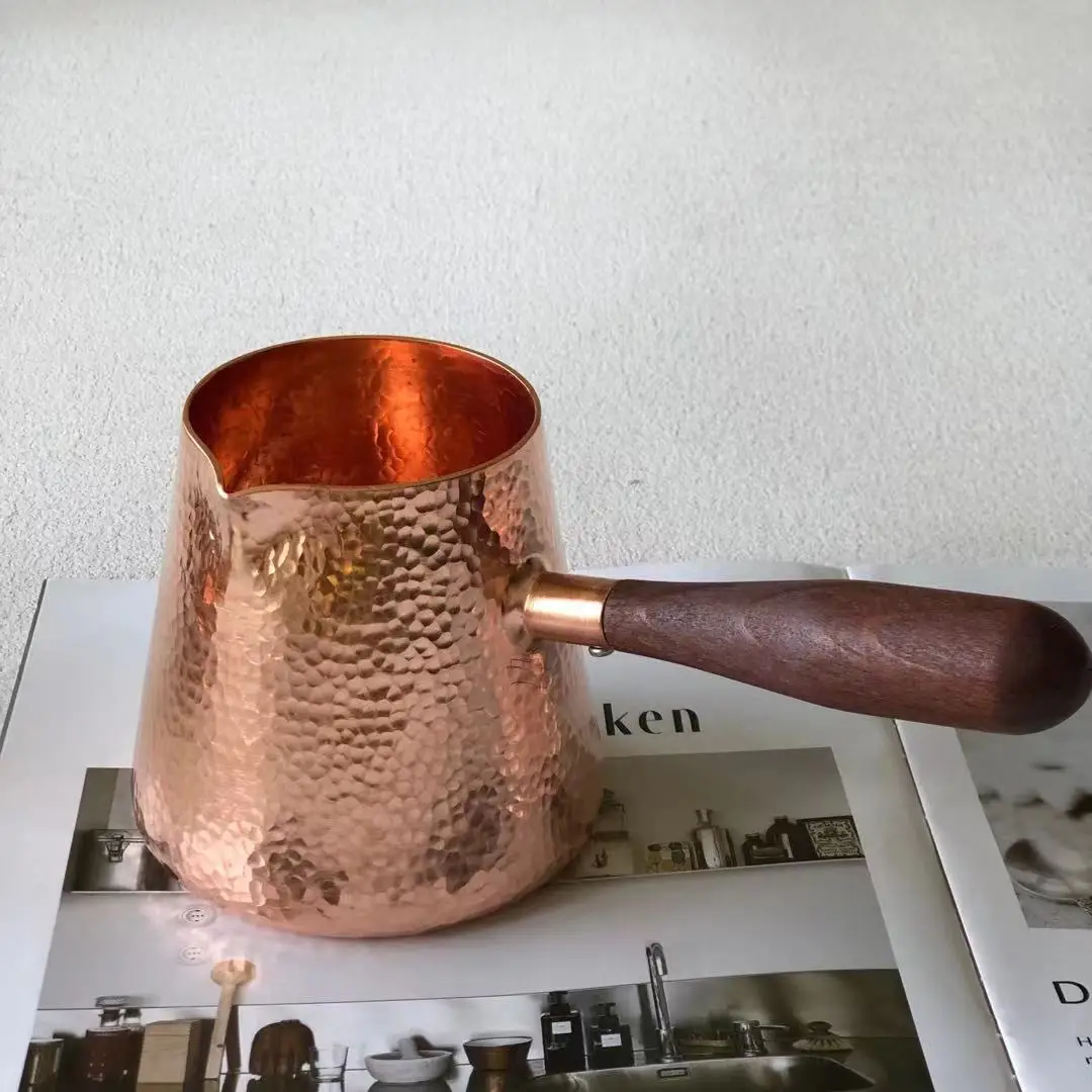 500ml Pure Copper Latte Pitcher Milk Jug With Wooden Handle Kettles Hammer Handcraft Drinkware Tableware
500ml Pure Copper Latte Pitcher Milk Jug With Wooden Handle Kettles Hammer Handcraft Drinkware Tableware