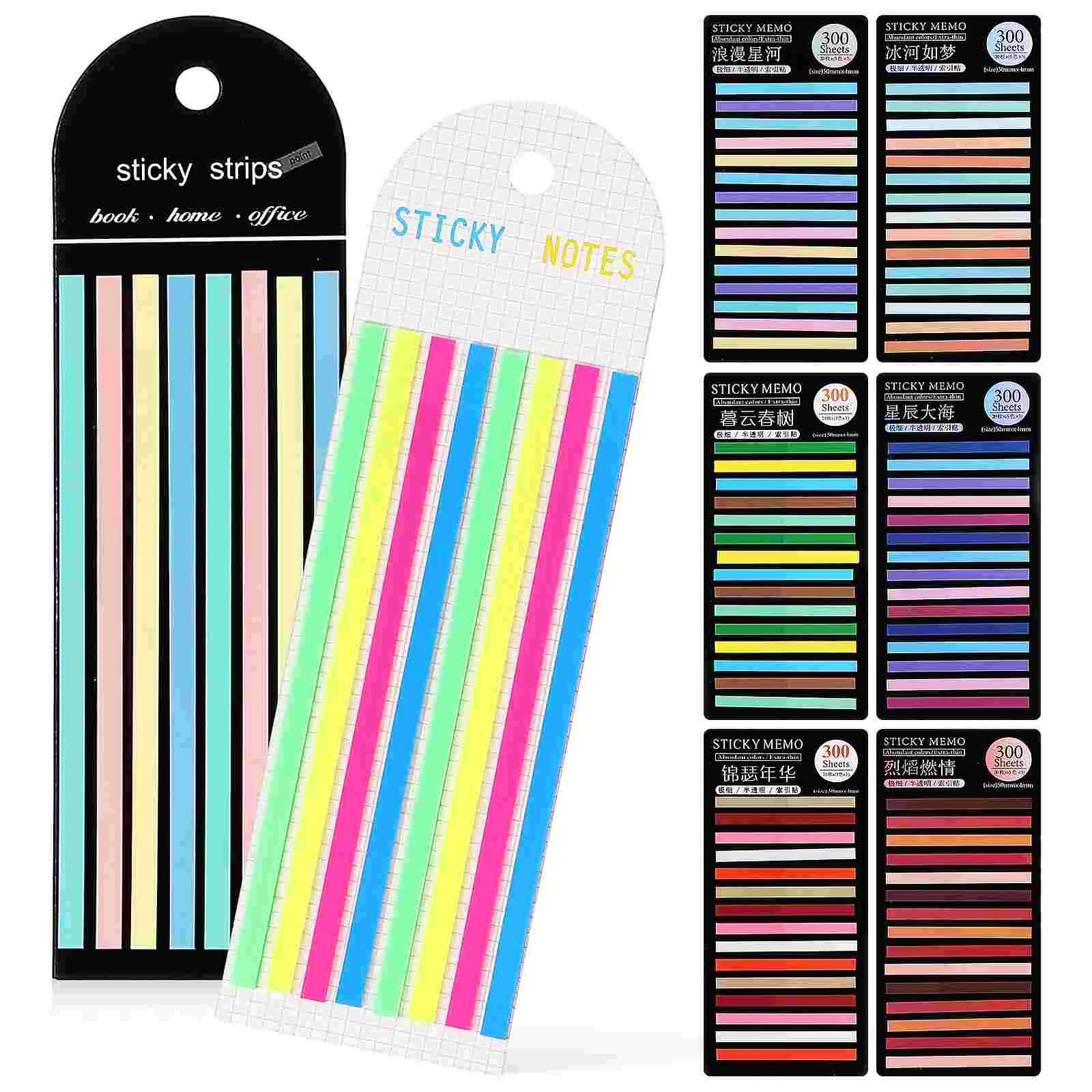 

8 Packs of Highlighter Tapes Fluorescence Highlight Strips Sticky Long Page Markers Tabs Study Supplies