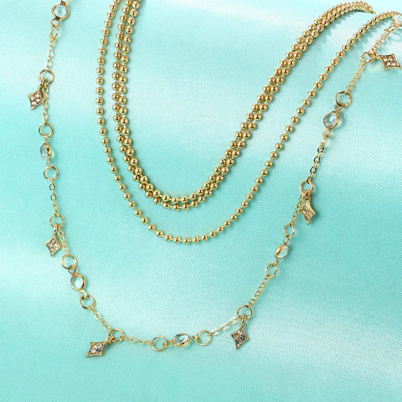 Simple Necklace for Women Round Bead Chain Geometric Star Diamond Multilayer Necklacens Jewelry Wholesale
Simple Necklace for Women Round Bead Chain Geometric Star Diamond Multilayer Necklacens Jewelry Wholesale
