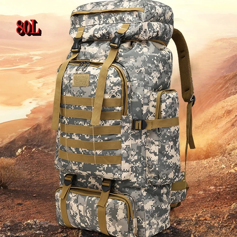 80L Outdoor Large Capacity Mountaineering Bag Military Camouflage Tactical Backpack Suitable for Camping Hunting Adventure Tent
80L Outdoor Large Capacity Mountaineering Bag Military Camouflage Tactical Backpack Suitable for Camping Hunting Adventure Tent