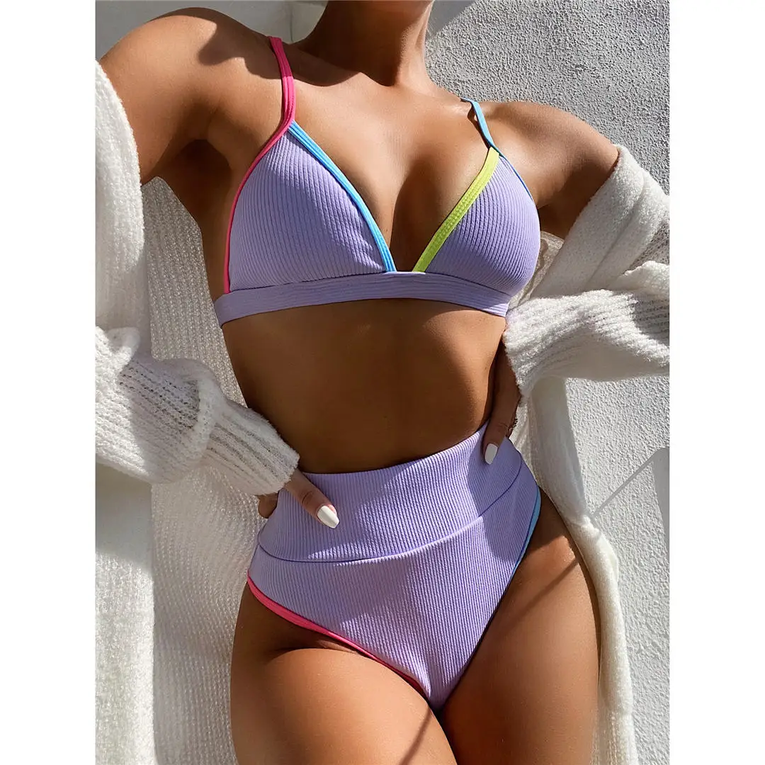 3 Colors Ribbed High Waist Bikini Sets Female Ribbed Swimsuit Women Swimwear Two-pieces Triangle Contrast Bather Bathing Suit
3 Colors Ribbed High Waist Bikini Sets Female Ribbed Swimsuit Women Swimwear Two-pieces Triangle Contrast Bather Bathing Suit