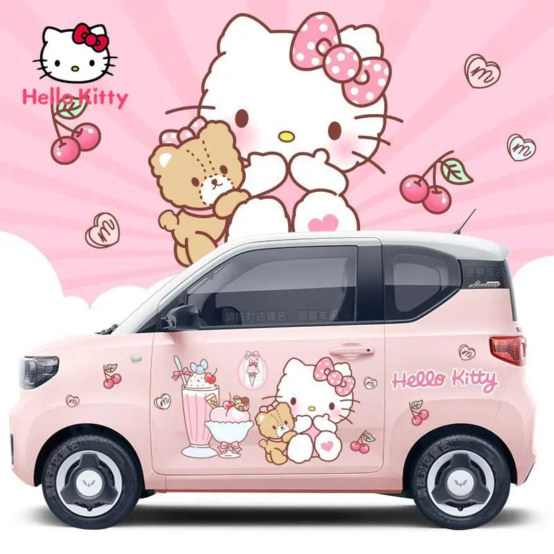 

Hello Kitty Car Sticker Body Car Hood Cartoon Decoration Sticker Car Personality Create Bow Bear Ice Cream Element Girl's Love