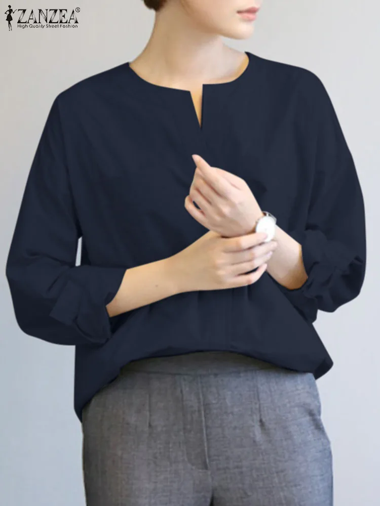 Офисная Элегантная блузка ZANZEA, модные однотонные женские рубашки, повседневная офисная рубашка с длинным рукавом и V-образным вырезом, осен... 
Офисная Элегантная блузка ZANZEA, модные однотонные женские рубашки, повседневная офисная рубашка с длинным рукавом и V-образным вырезом, осен...