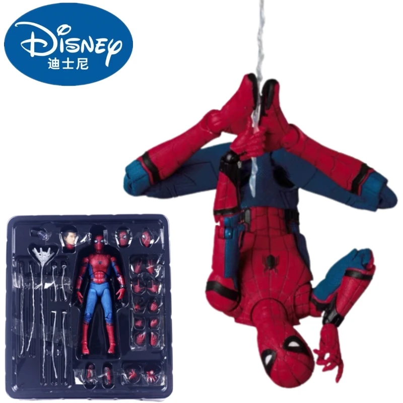 

Disney Avengers Movie Spiderman Homecoming Action Figure Statue Can Change Tom Holland Face Spider Man Collection Model Toy Gift