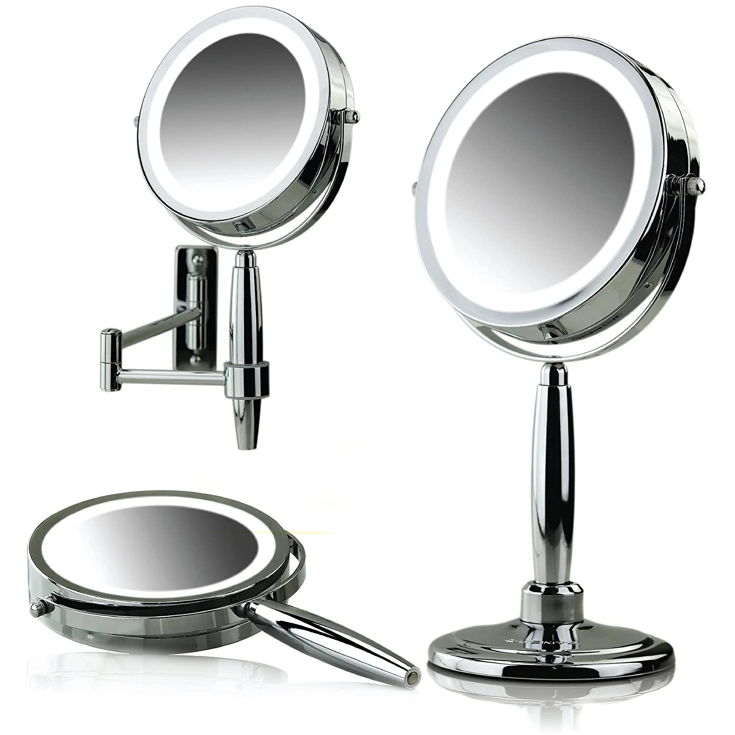 Makeup Mirror with Lights and Magnification, 8.5'' 3 Color Tone 1X 5X Double Side Spinning Circle LED, Easy Switch to Wall Mount
Makeup Mirror with Lights and Magnification, 8.5'' 3 Color Tone 1X 5X Double Side Spinning Circle LED, Easy Switch to Wall Mount