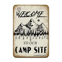 Welcome to Our Camp Site Iron Poster Painting Tin Sign Vintage Wall Decor for Cafe Bar Pub Home Beer Decoration Crafts