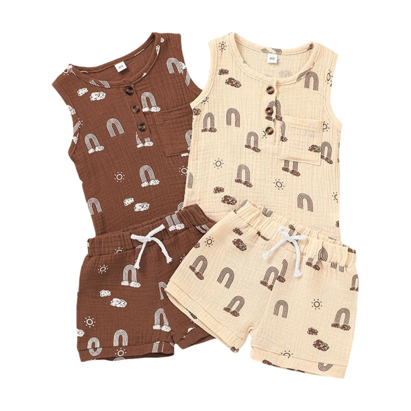 Baywell Summer Toddler Baby Boys Clothes Two Pieces Outfits Infant Sleeveless Print Vest Top+Shorts Pants Newborn Outfits 3-24M
Baywell Summer Toddler Baby Boys Clothes Two Pieces Outfits Infant Sleeveless Print Vest Top+Shorts Pants Newborn Outfits 3-24M